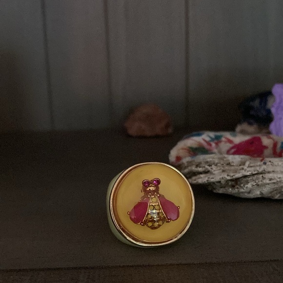 Yellow and Pink Bee Ring size 8 - Picture 2 of 9
